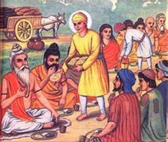 Guru Nanak Feeding the Hungry Saints